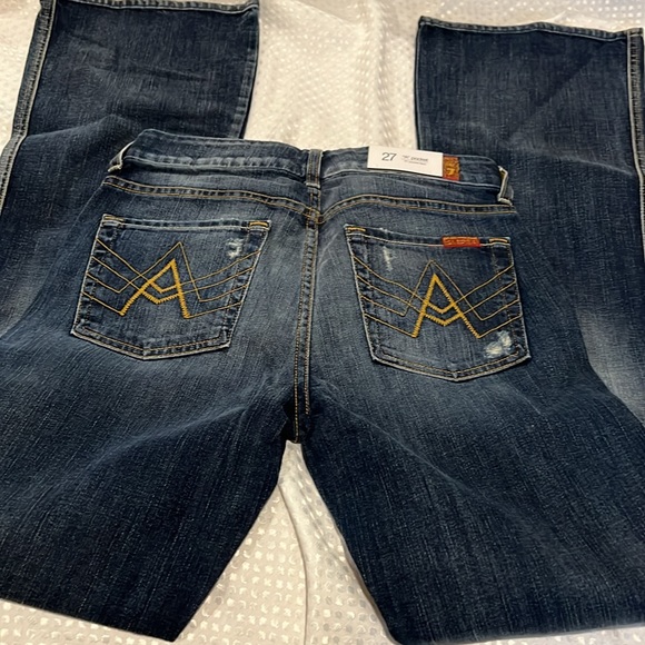 7 FOR ALL MANKIND A POCKET FLARE DISTRESSED JEANS 27 - Picture 4 of 8